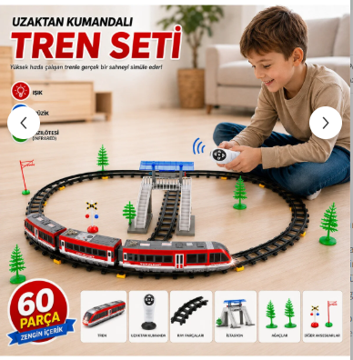 PİLLİ TREN SETİ KUMANDALI 60 PARÇA