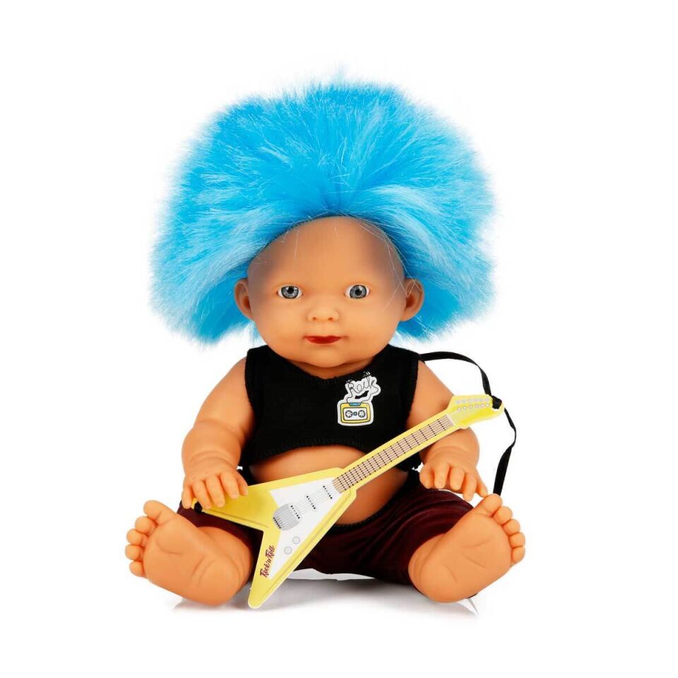 Punk Nil Bebek 23 cm 20050 - Mavi Kirpi Saç Gülen Yüz