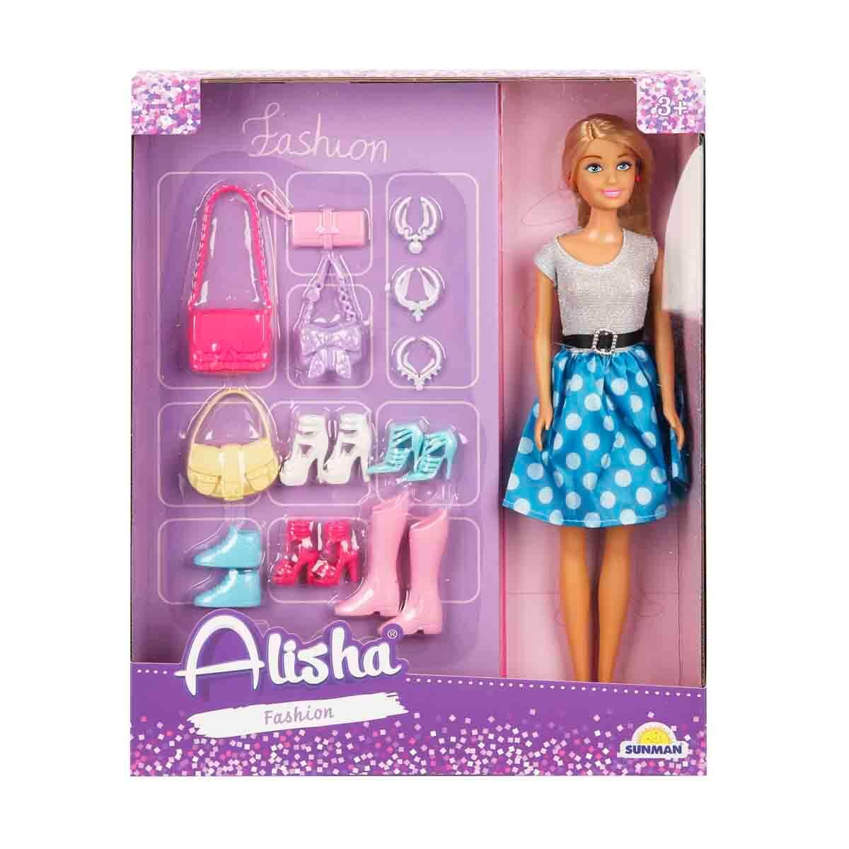 Alisha Ayakkabı ve Çantalı Bebek Oyun Seti - Mavi Etekli