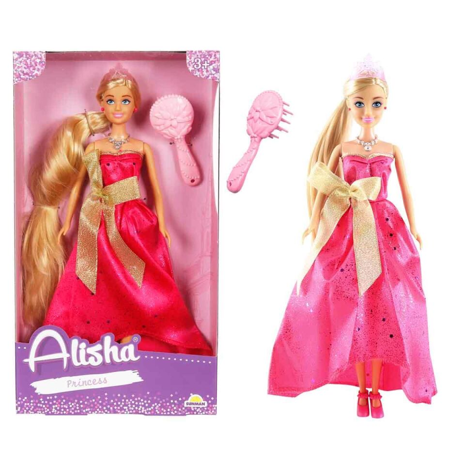 Alisha Uzun Saçlı Prenses Bebek - Pembe Elbise