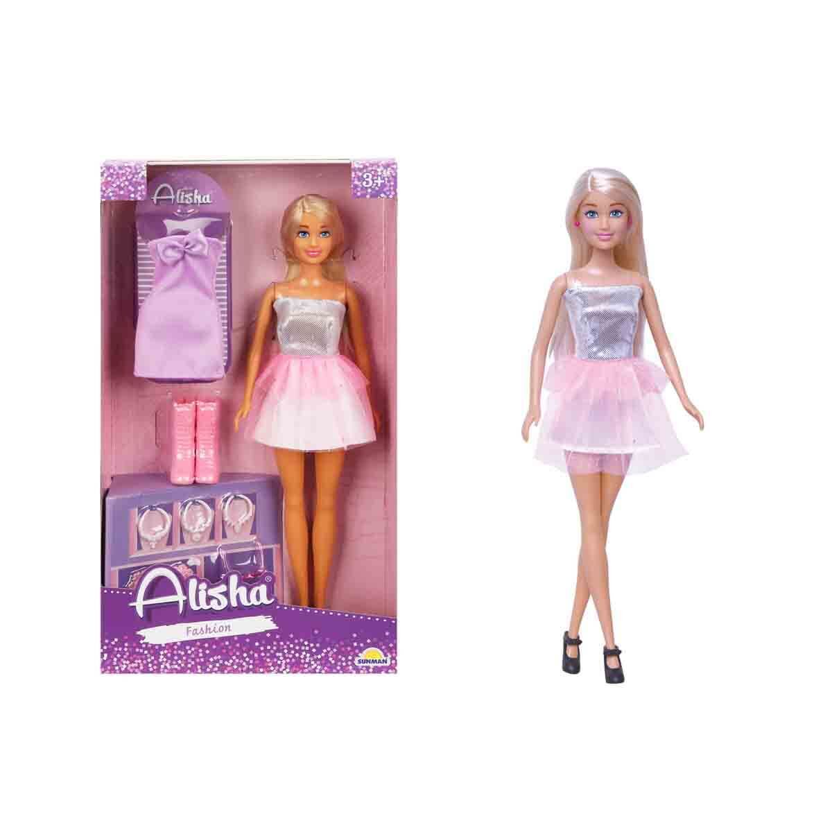 Alisha Gece Elbiseli Bebek Oyun Seti - Gri-Açık Pembe