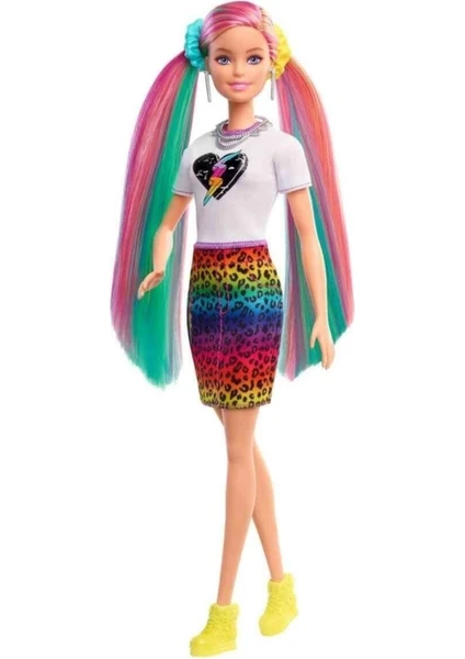 Barbie Leopar Desenli Saçlar Bebek