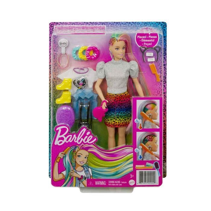 Barbie Leopar Desenli Saçlar Bebek