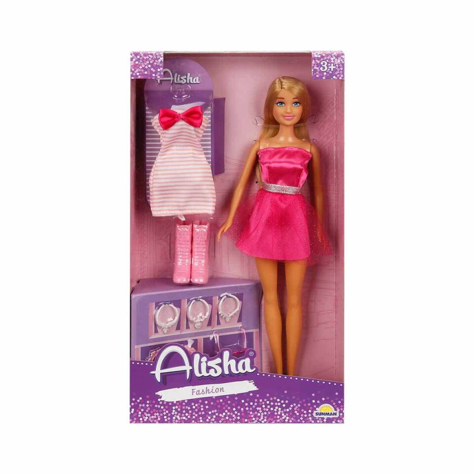 Alisha Gece Elbiseli Bebek Pembe-Simli Üst