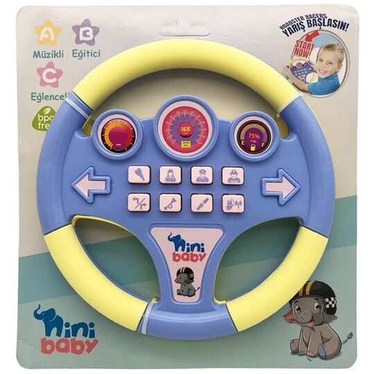Baby Direksiyon Eğitici Sesli Müzikli 21*21 Cm 8 Tuşlu Oyuncak Direksiyon