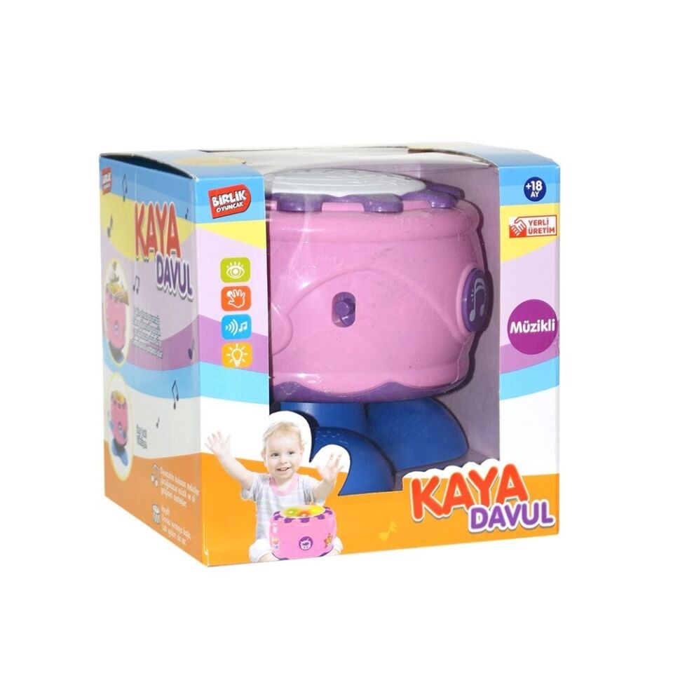 Pilli Işıklı Sesli Kaya Davul Pembe