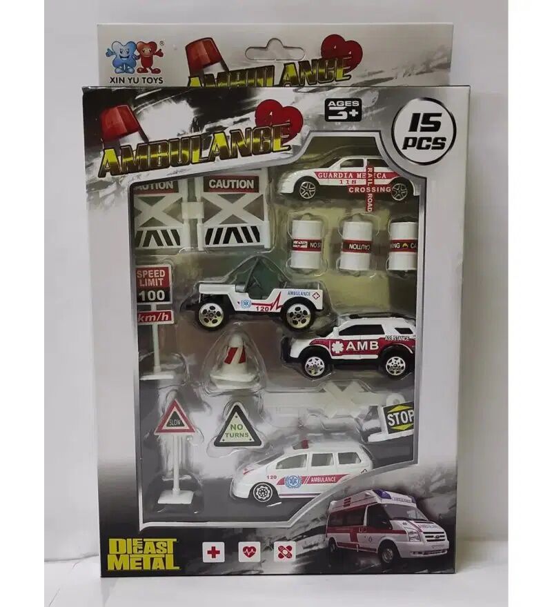 Ambulans Araç Seti - 15 Parça Çek Araba