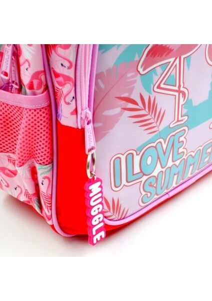 Muggle 2 Bölmeli Flamingo Pembe Okul Sırt Çantası (MU-7211)