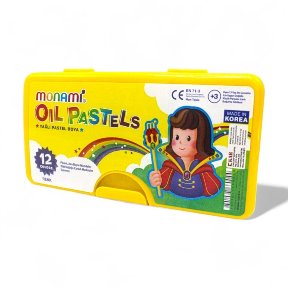 MONAMİ PASTEL BOYA 12 RENK PLASTİK KUTULU