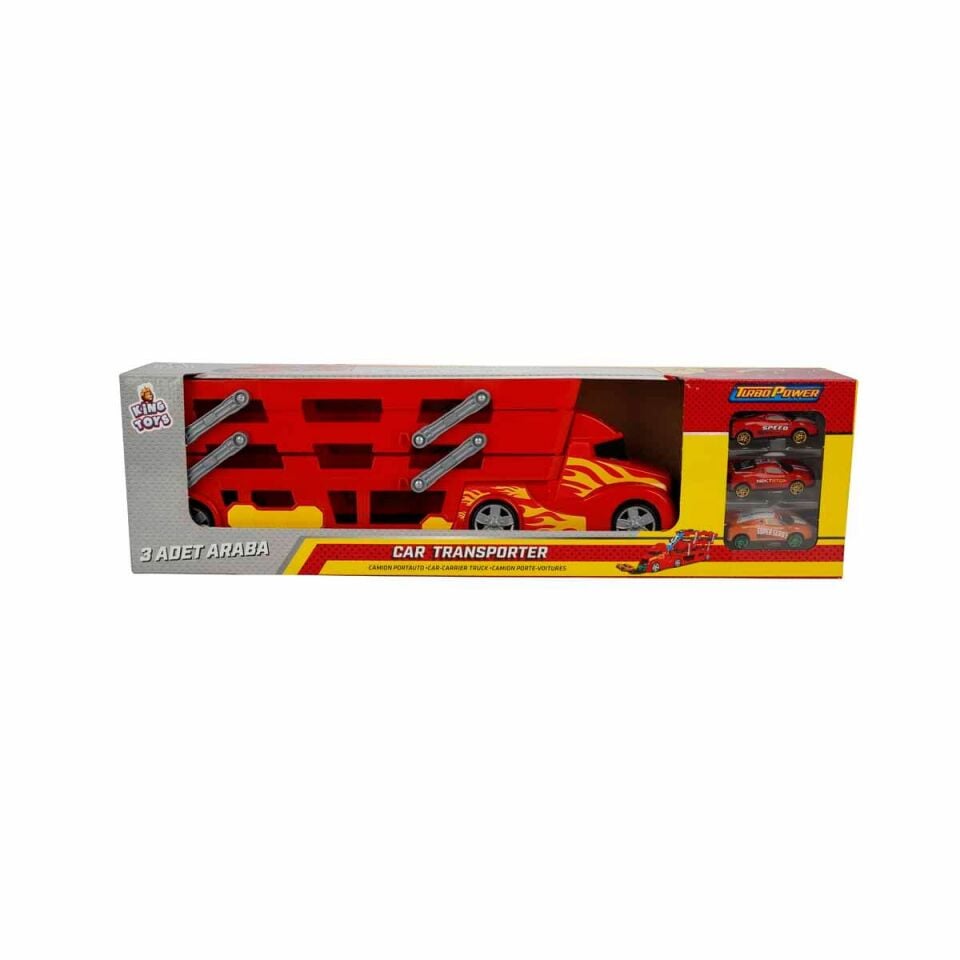 3 Katlı 3 Araçlı Transporter Oyun Seti - Kırmızı