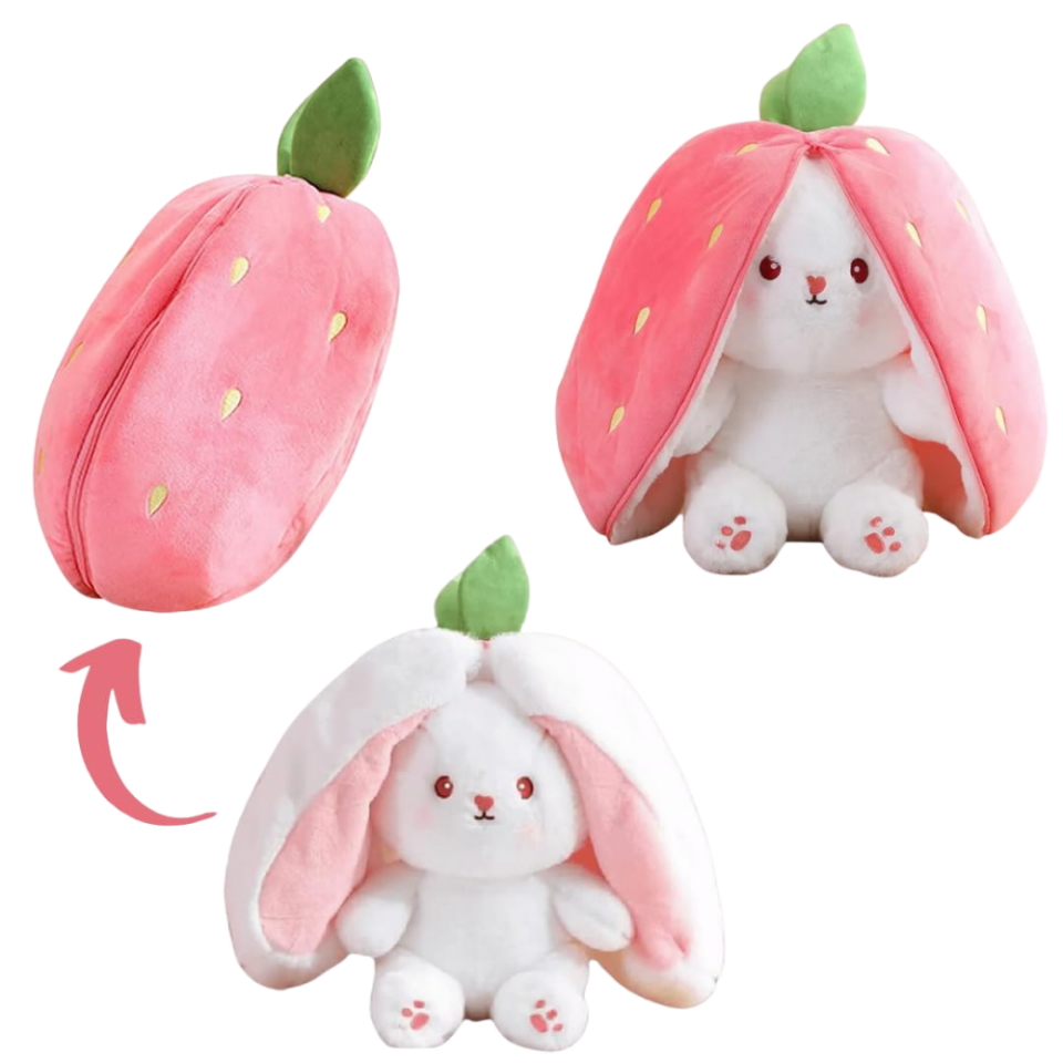 PELUŞ ŞAPKALI TAVŞAN HAVUÇ ÇİLEK 35 CM