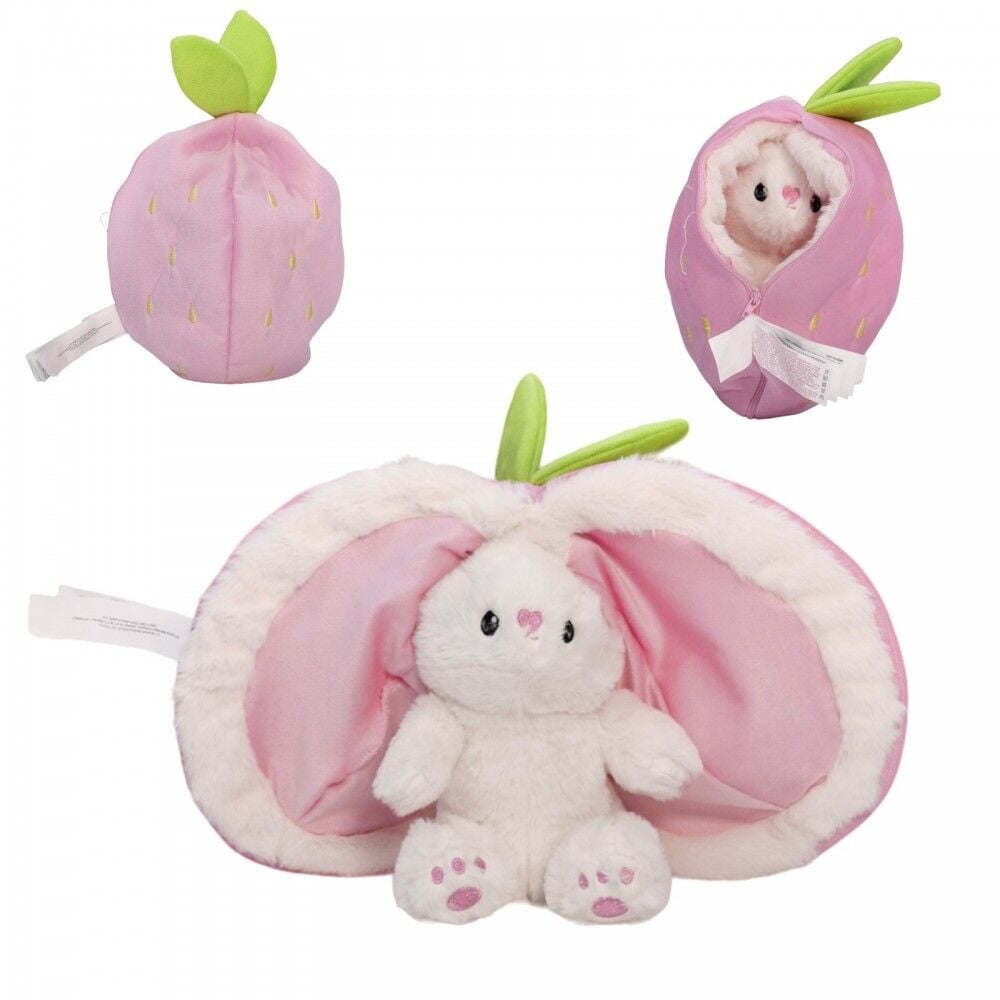 PELUŞ ŞAPKALI TAVŞAN HAVUÇ ÇİLEK 35 CM