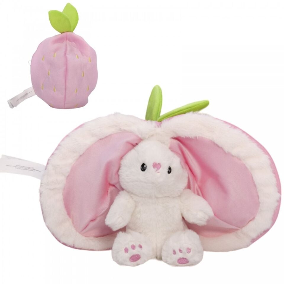 PELUŞ ŞAPKALI TAVŞAN HAVUÇ ÇİLEK 35 CM