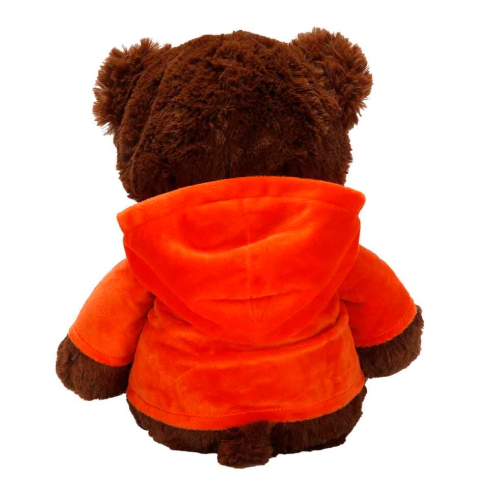 Kapüşonlu Peluş Ayı 30 cm - MOR - TURUNCU - PEMBE