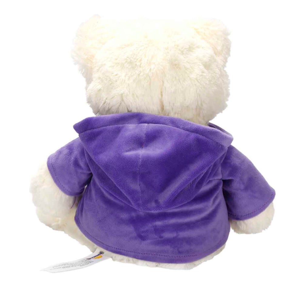 Kapüşonlu Peluş Ayı 30 cm - MOR - TURUNCU - PEMBE