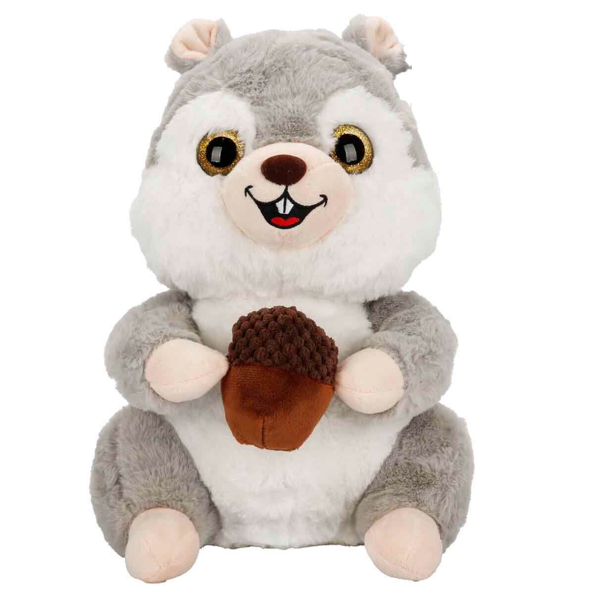 Meşe Palamudu Tutan Sincap Peluş 30 cm - Açık Kahverengi - GRİ