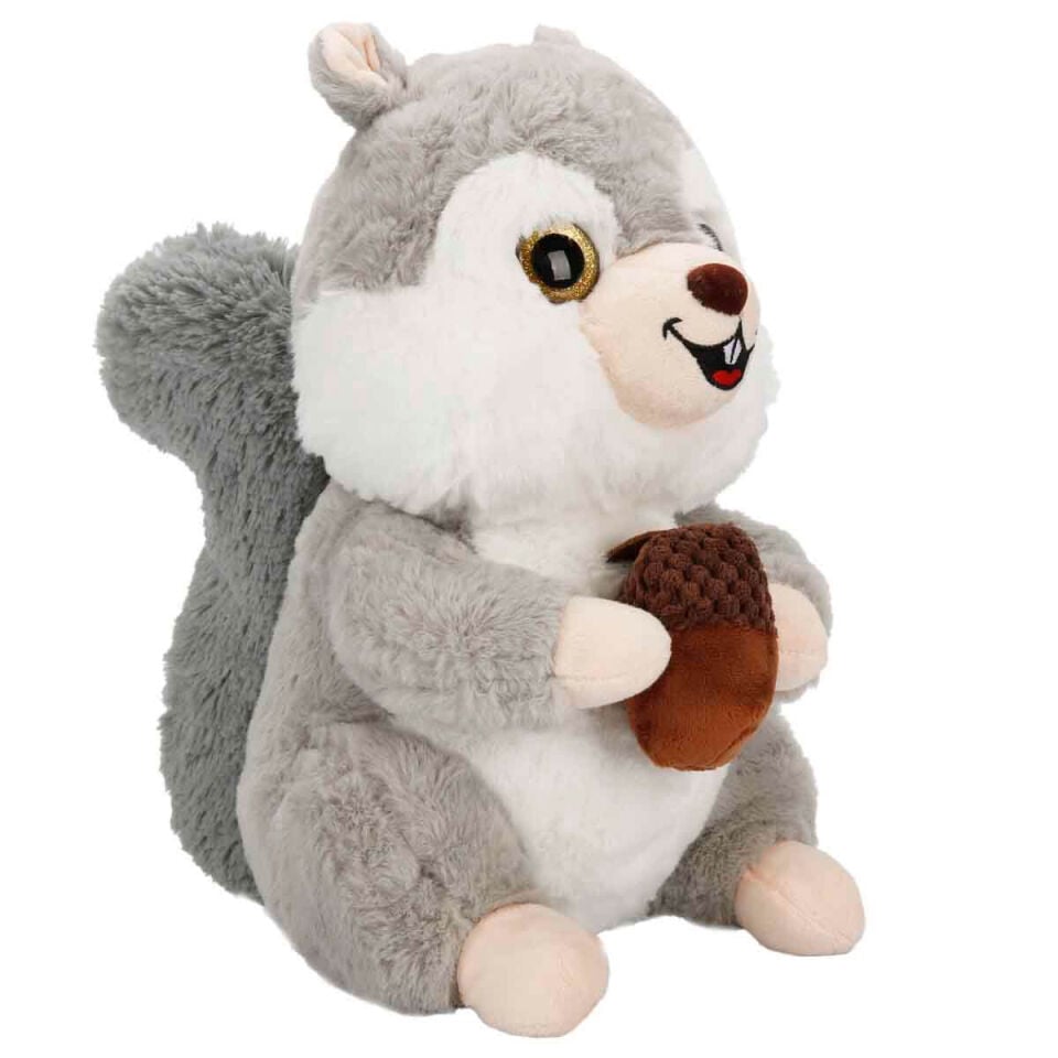 Meşe Palamudu Tutan Sincap Peluş 30 cm - Açık Kahverengi - GRİ