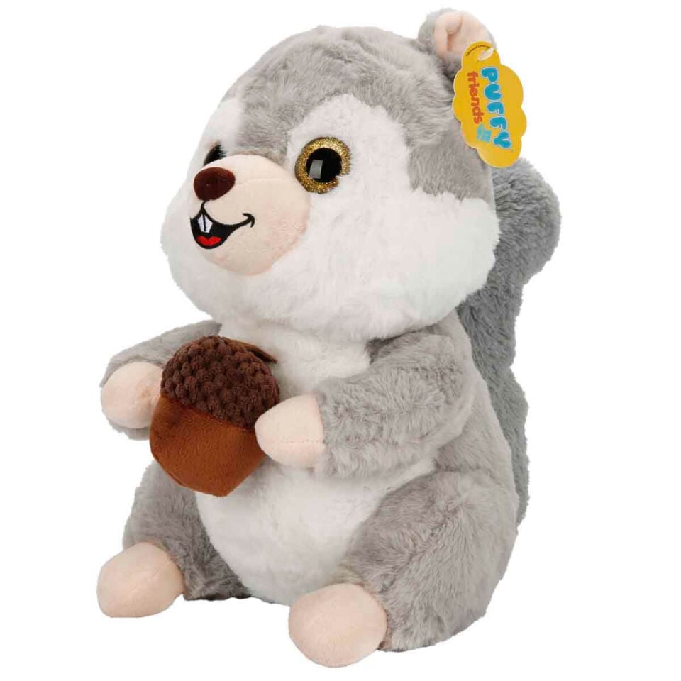 Meşe Palamudu Tutan Sincap Peluş 30 cm - Açık Kahverengi - GRİ